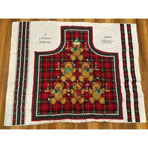 Hallmark A Christmas Gathering Teddy Bears  Apron Sewing Panel Cut And Sew  Vtg